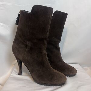 JUICY COUTURE "CICI" Boots High Heel Chocolate Brown Suede Sz. 6.5